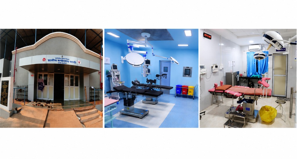 Rural hospital upgradation at Pali, Ratnagiri: Gramin Rugnalaya Pali exterior, operating theatre, and upgraded inpatient facilities supported by Transform Rural India Foundation.